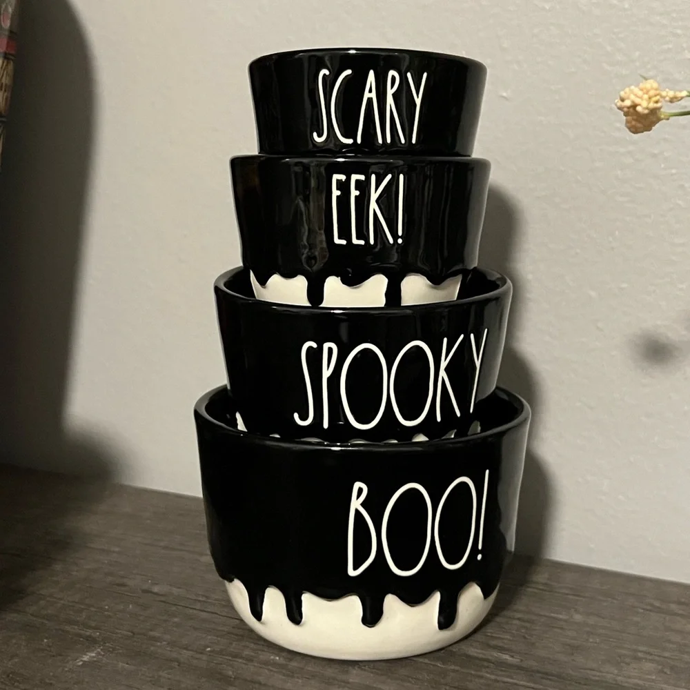 Rae Dunn Halloween measuring cups Black and White